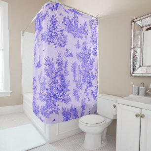 French toile de jouy blue and white elegant shower curtain