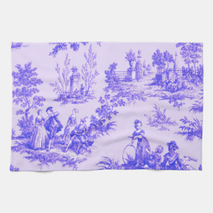 French toile de jouy blue and white elegant tea towel