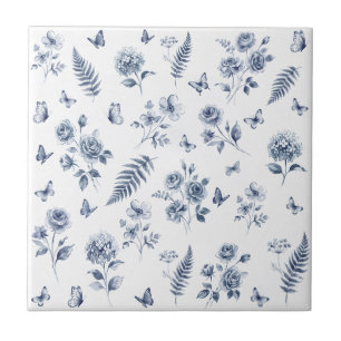 French Toile de jouy blue pattern Chinoseirie Ceramic Tile