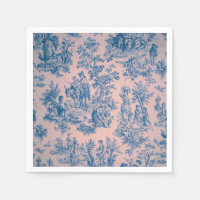 French toile de jouy blue pink elegant decoupage