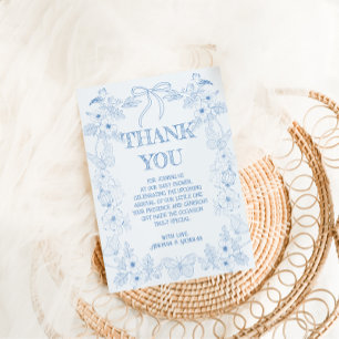 French Toile De Jouy Boy Baby Shower  Thank You Card