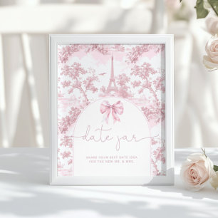 French Toile de jouy date night ideas pink bridal Poster