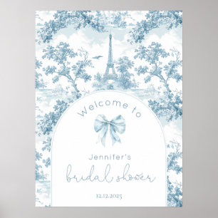 French Toile de Jouy Elegant arch Bridal Welcome Poster