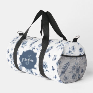 French Toile de jouy Monogram Name Chinoseirie Duffle Bag
