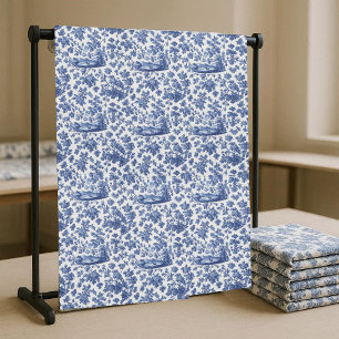 French Toile De Jouy Pastoral Vintage European Art Fabric