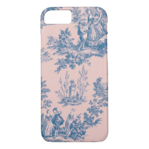 French toile de jouy pink and white elegant iPhone 8/7 case