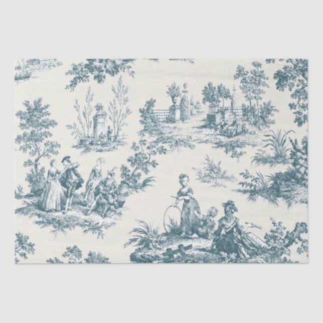French toile de jouy sage green decoupage tissue paper (Front)