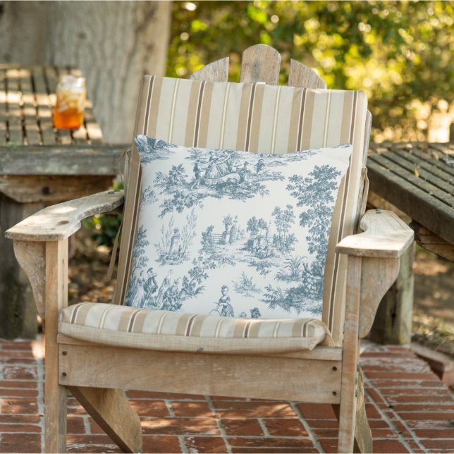 French toile de jouy sage green elegant patio cushion (Chair)