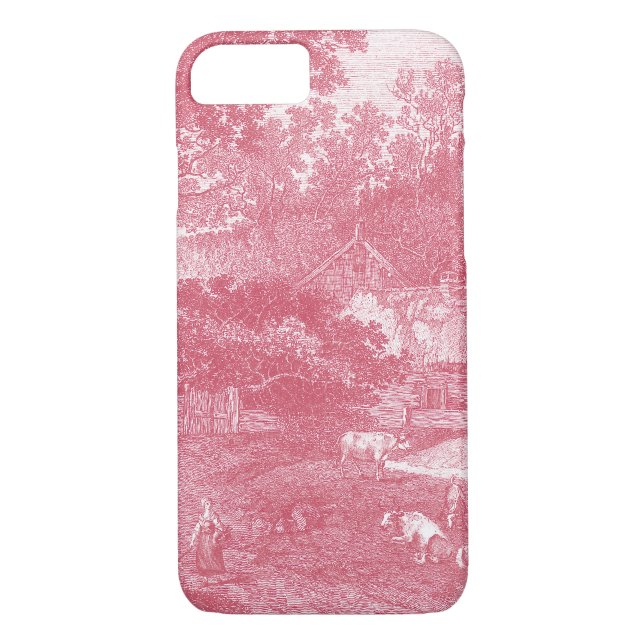 French Toile de Jouy Shabby Counry Landscape Case-Mate iPhone Case (Back)