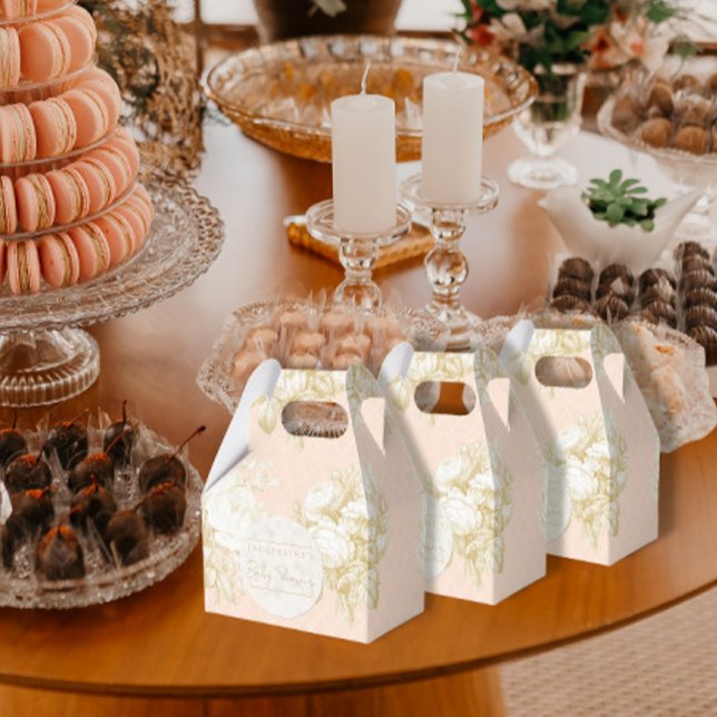 French Toile Elegant Floral Girl Baby Shower Blush Favour Box (Creator Uploaded)