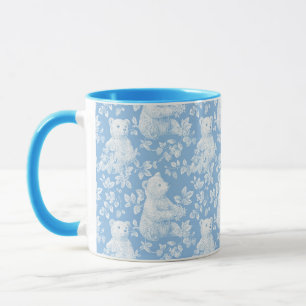 French Toile Floral Bear Baby Shower Mug
