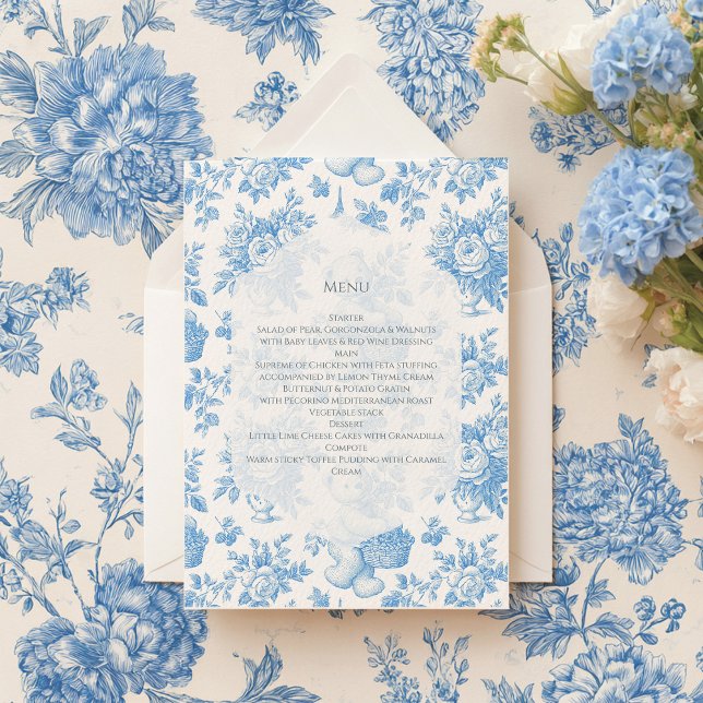 French Toile Floral Bear Menu (Creator Uploaded)