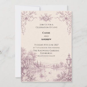French Toile Garden Wedding Invitation