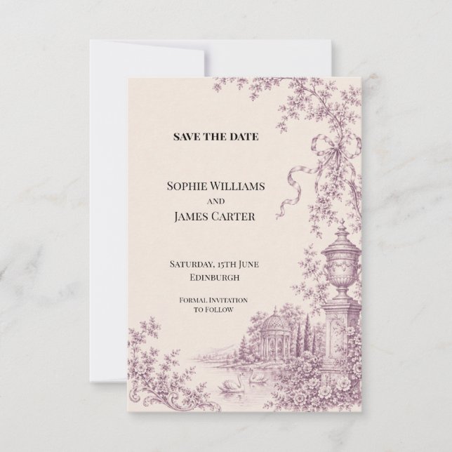 French Toile Garden Wedding Save the Date (Front)