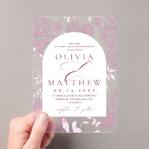French Toile Peony Wedding Acrylic Invitations