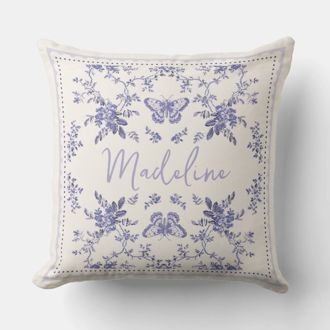 French Toile Personalised Pillow (Front)