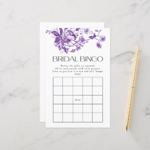 French Toile Purple Floral Bridal Bingo Game