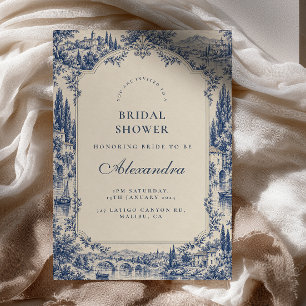 French Toile Riverside Bridal Shower Invitation