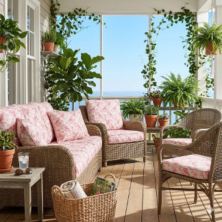 French Toile Rococo Garden Birds Wildlife Pattern Fabric