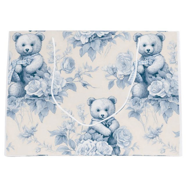 French toilet paper with floral pattern and bear large gift bag (Front)