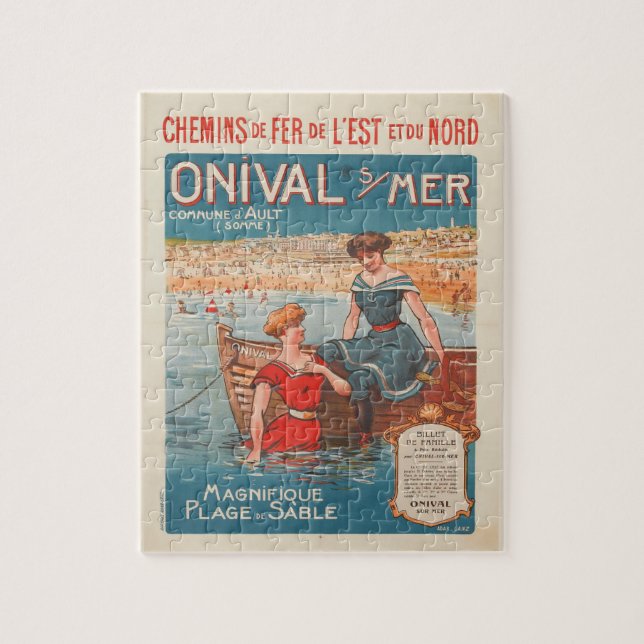 French Travel Poster Seaside Sailor Ladies Puzzle (Vertical)