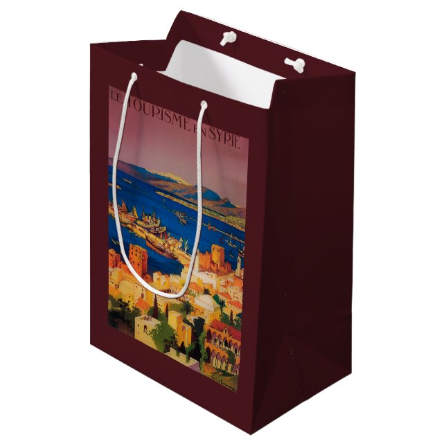 French Travel Poster, Touring in Syria Medium Gift Bag (Front Angled)