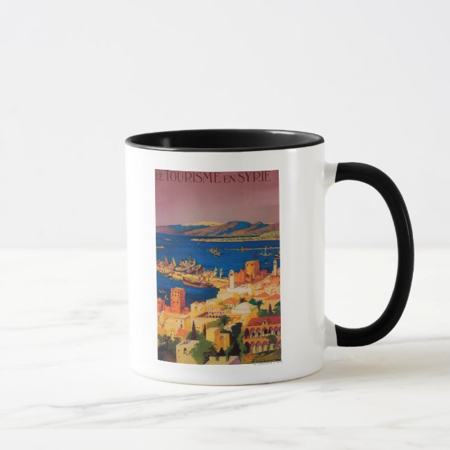 French Travel Poster, Touring in Syria Mug (Right)