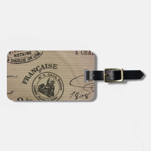 French Travel Stamps Luggage Tag (Front Horizontal)