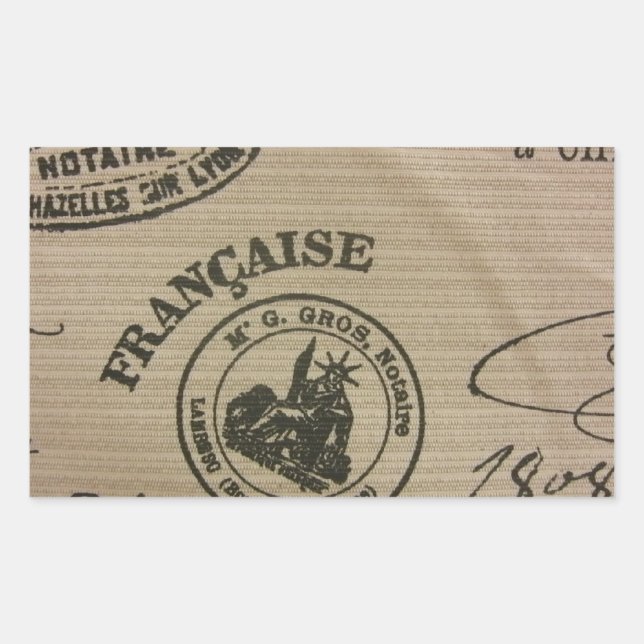 French Travel Stamps Rectangular Sticker (Front)
