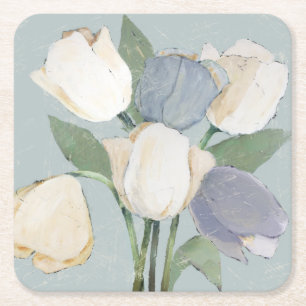 French Tulips Square Paper Coaster