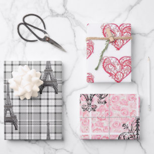 French Valentine Themed. Wrapping Paper Sheet
