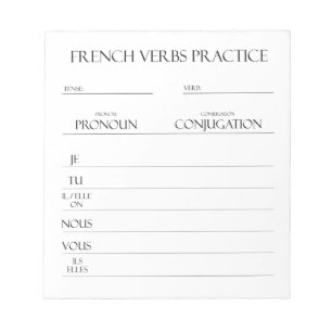 French Verbs Conjugation Practice Notepad