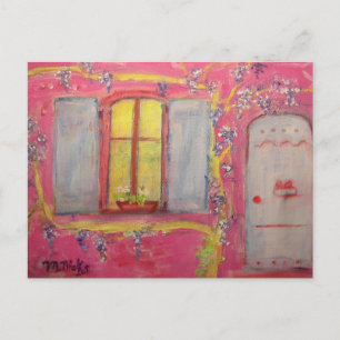 french village cottage greetings postcard