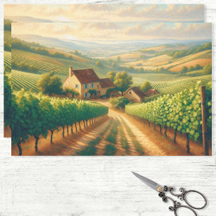 French Vineyard Oil Painting Decoupage Tissue Paper