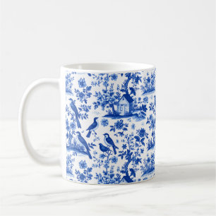 French Vintage Blue & White Floral Coffee Mug