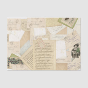 French Vintage Christmas Postcard Collage Tissue Paper