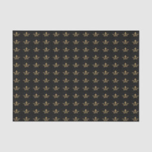 French Vintage Crown Metallic Gold Pattern Black Tissue Paper