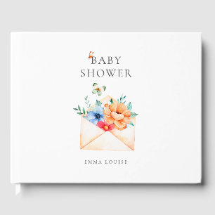 French Vintage Envelope With Flowers Guest Book