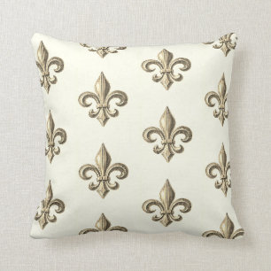 French Vintage Fleur de Lis Pattern Throw Pillow