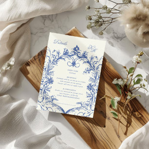 French Vintage Floral Monogram Wedding Reception Enclosure Card