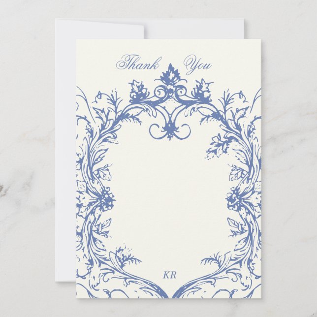 French Vintage Floral Wedding Thank You Card (Front)