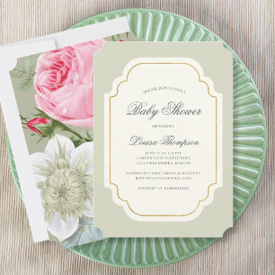 French Vintage Flowers Baby Shower Invitation