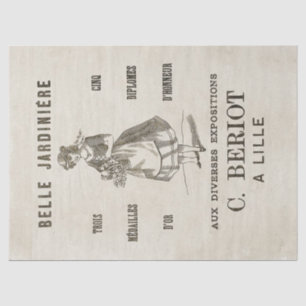 French Vintage Gardener Lady Typography Decoupage Tissue Paper