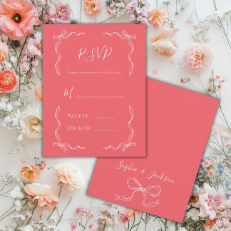French Vintage Hand Drawn Fresh Strawberry Wedding RSVP Card