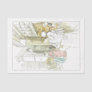 French Vintage Lady Decoupage Street Bakery Tissue Paper