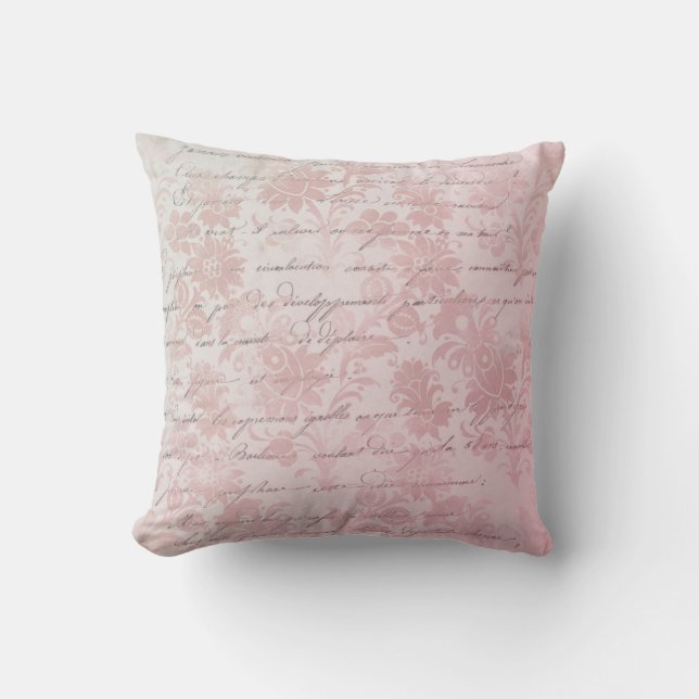 French Vintage Pink Floral Cushion (Front)