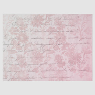 French Vintage Pink Floral Decoupage Tissue Paper