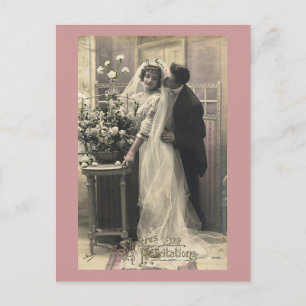 French Vintage Romantic Love Wedding Postcard
