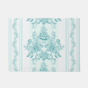 French,Vintage,shabby chic,pattern,victorian,turqu Doormat