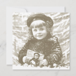 French Vintage Winter Girl Christmas Holiday Card